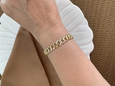 Vip Gold Zirkon Taşlı İç İçe Geçme Klasik Zincirli Bileklik