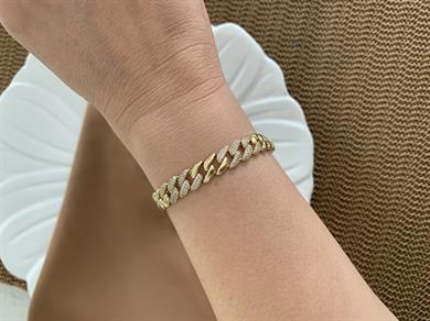 Vip Gold Zirkon Taşlı İç İçe Geçme Klasik Zincir Bileklik