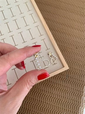 Vip Gold Zirkon Taşlı İnci Kalp Küpe