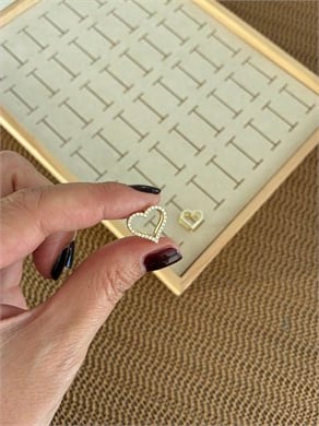 Vip Gold Zirkon Taşlı Kalp Küpe
