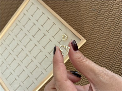 Vip Gold Zirkon Taşlı Kalp Küpe