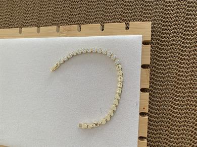 Vip Gold Zirkon Taşlı Kalp Sıralı Bileklik 