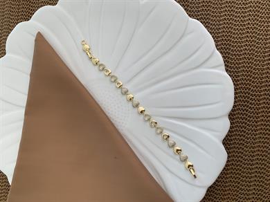 Vip Gold Zirkon Taşlı Kalp Sıralı Tasarım Bileklik
