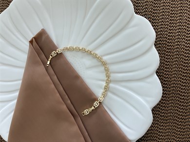 Vip Gold Zirkon Taşlı Kare Sıralı Tasarım Bileklik