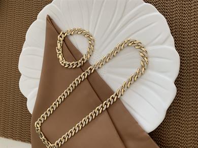Vip Gold Zirkon Taşlı Kesme Zincir Kolye Bileklik Set