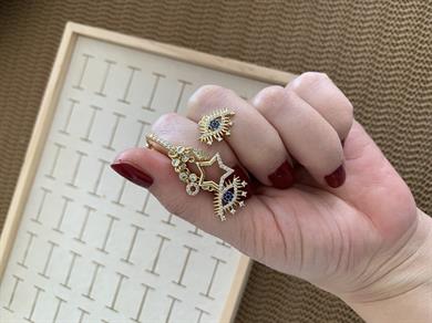 Vip Gold Zirkon Taşlı Kirpikli Göz Charm Tasarım Küpe