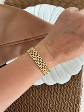 Vip Gold Zirkon Taşlı Kordon Tasarım Bileklik