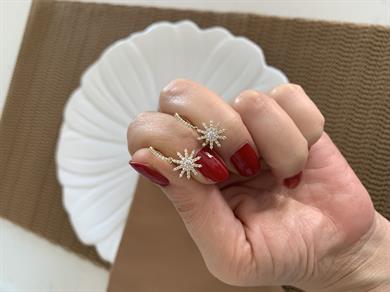 Vip Gold Zirkon Taşlı Mini Güneş Sallantılı Halka Küpe