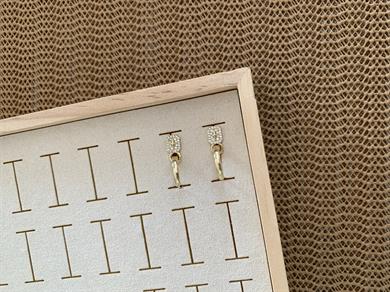 Vip Gold Zirkon Taşlı Mini Kare Yıldız Detalı Halka Küpe