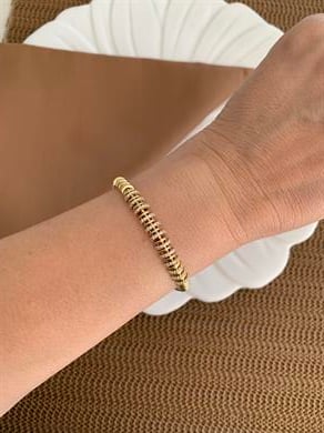 Vip Gold Zirkon Taşlı Ortası Biyeli Zincir Bileklik