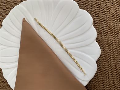 Vip Gold Zirkon Taşlı Ortası Biyeli Zincir Bileklik