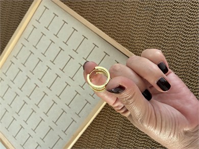 Vip Gold Zirkon Taşlı Ortası Hasır Halka Küpe