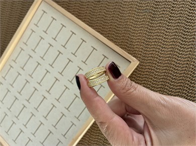 Vip Gold Zirkon Taşlı Ortası Hasır Halka Küpe