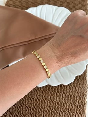 Vip Gold Zirkon Taşlı Petek Dokulu Tasarım Bileklik