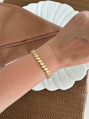 Vip Gold Zirkon Taşlı Plaka Badem Sıralı Bileklik