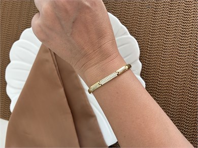 Vip Gold Zirkon Taşlı Plaka Bileklik