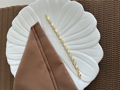 Vip Gold Zirkon Taşlı Plaka Daire Sıralı Bileklik