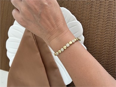 Vip Gold Zirkon Taşlı Plaka Kare Tasarım Bileklik