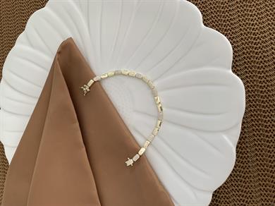 Vip Gold Zirkon Taşlı Plaka Küp Sıralı Bileklik