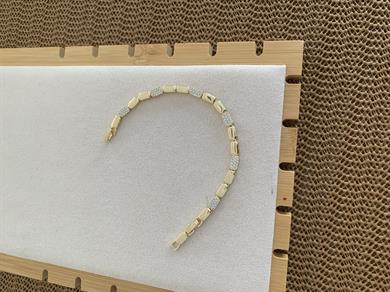 Vip Gold Zirkon Taşlı Plaka Küp Sıralı Bileklik