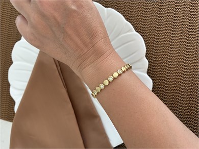Vip Gold Zirkon Taşlı Plaka Petek Sıralı Tasarım Bileklik