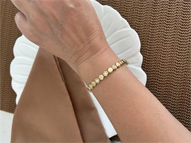 Vip Gold Zirkon Taşlı Plaka Petek Sıralı Tasarım Bileklik