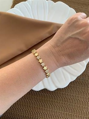 Vip Gold Zirkon Taşlı Plaka Yıldız Bileklik