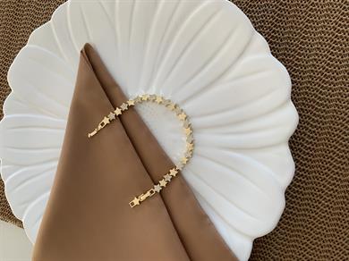 Vip Gold Zirkon Taşlı Plaka Yıldız Bileklik