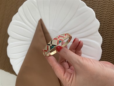 Vip Gold Zirkon Taşlı Renkli Mineli Kelepçe