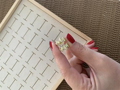 Vip Gold Zirkon Taşlı Ritim Halka Küpe