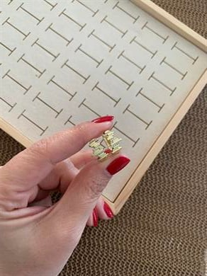 Vip Gold Zirkon Taşlı Ritim Halka Küpe