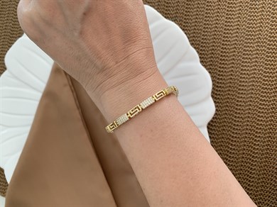 Vip Gold Zirkon Taşlı S Sıralı Bileklik