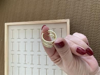 Vip Gold Zirkon Taşlı S Sıralı Halka Küpe