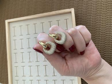 Vip Gold Zirkon Taşlı Sepet Sallantılı Tasarım Küpe
