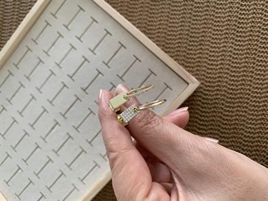 Vip Gold Zirkon Taşlı Tasarım Halka Küpe