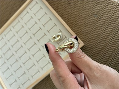 Vip Gold Zirkon Taşlı Tasarım Küpe