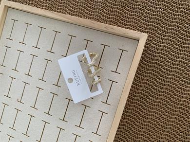 Vip Gold Zirkon Taşlı Üçlü Set Kalp Küpe