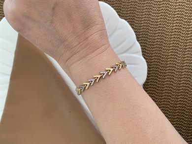 Vip Gold Zirkon Taşlı V Sıralı Bileklik
