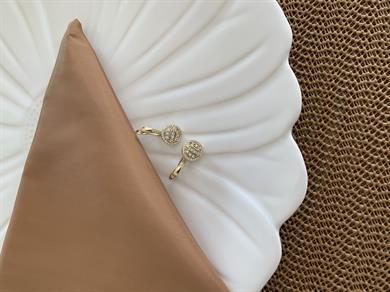 Vip Gold Zirkon Taşlı Vintage U Küpe