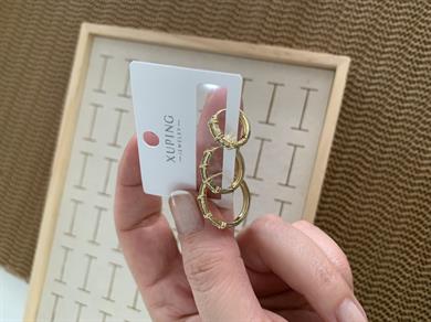 Vip Gold Zirkon Taşlı X Sıralı Üçlü Set Halka Küpe