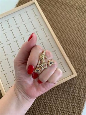 Vip Gold Zirkon Taşlı Yıldız Bulut Charm Tasarım Küpe