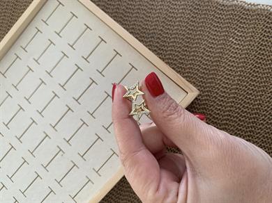 Vip Gold Zirkon Taşlı Yıldız Küçük Halka Küpe
