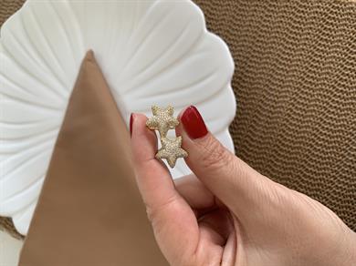 Vip Gold Zirkon Taşlı Yıldız Küpe