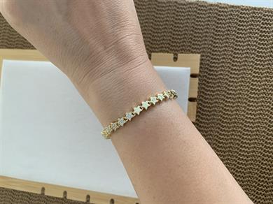 Vip Gold Zirkon Taşlı Yıldız Sıralı Bileklik 