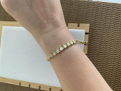 Vip Gold Zirkon Taşlı Yıldız Sıralı Bileklik 