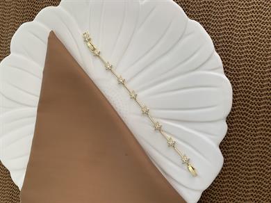 Vip Gold Zirkon Taşlı Yıldız Sıralı Tasarım Bileklik