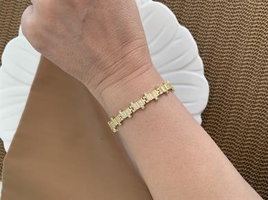 Vip Gold Zirkon Taşlı Zikzak Bileklik