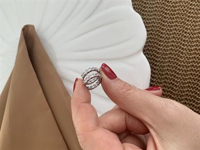 Vip Gümüş Altı Sıra Baget Taşlı Halka Küpe