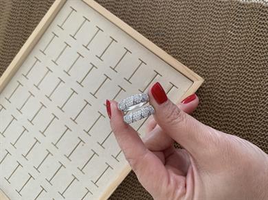 Vip Gümüş Baget Taş X Sıralı Halka Küpe