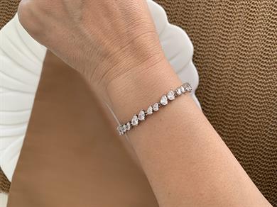 Vip Gümüş Baget Taşlı Damla Su Yolu Bileklik